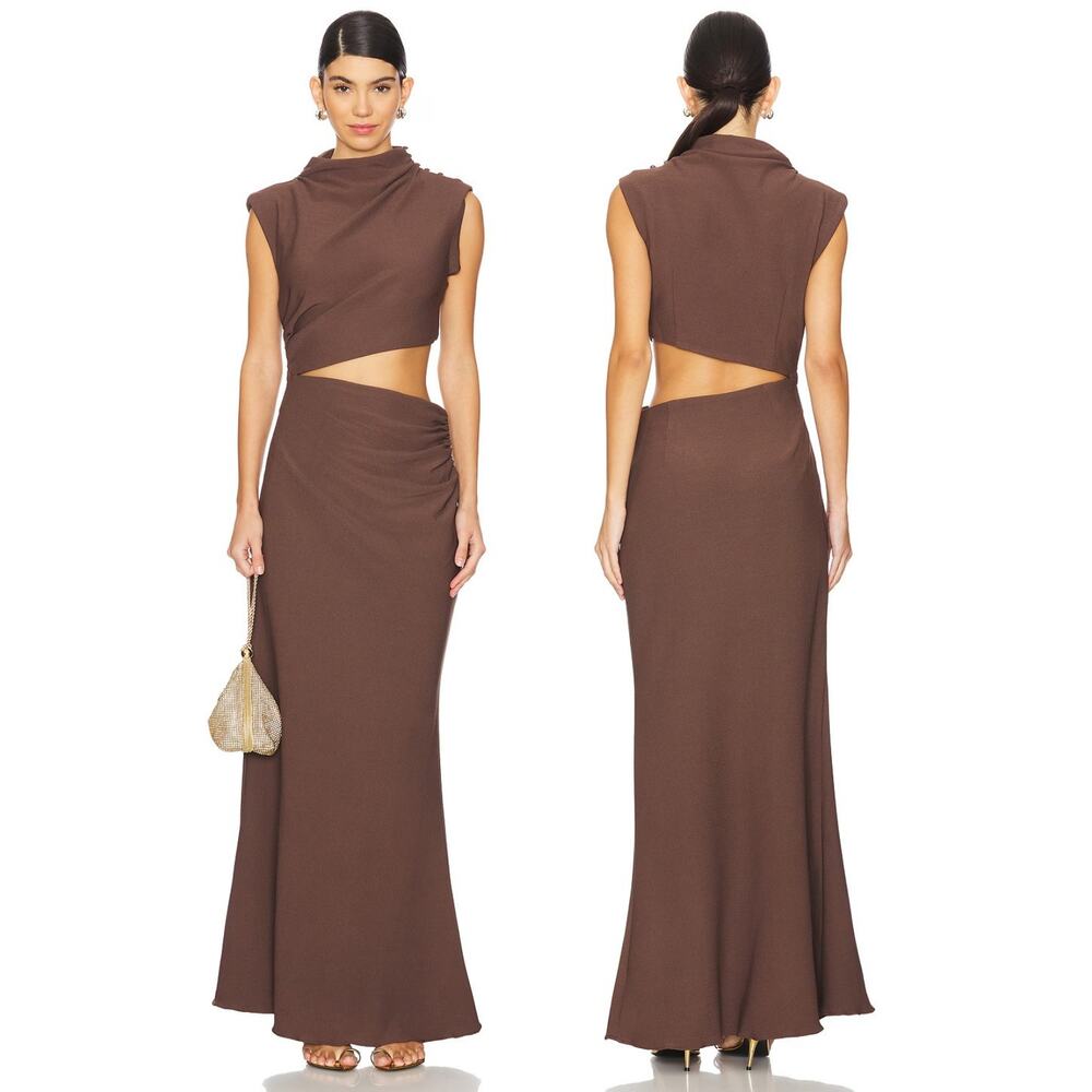 Elliatt Nolan Gown Maxi Cut Out Ruched Party Formal Evening Statement Prom L